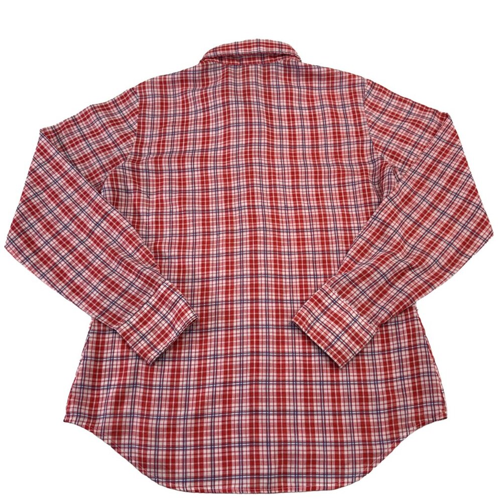 80's Lady Maverick Red Plaid Long Sleeve Button-Up Shirt Size 34 – Cotton Blend - Picture 2 of 9
